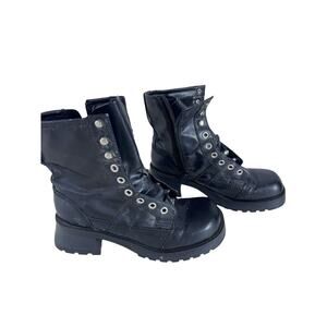 "No Boundaries" Whimsygoth Lace Up Chunky Y2K Combat Boots SZ 12 Grunge Nirvana